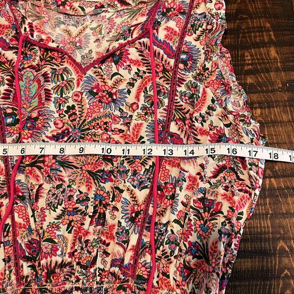 Natural Life Dress Womens Medium Boho Smocked Waist Lightweight Floral Viscose - Picture 7 of 8